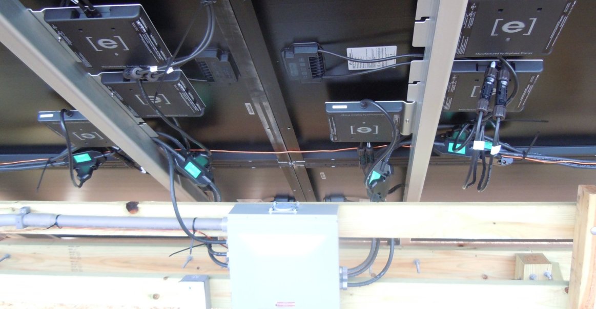 View on Enphase inverters for ground-mounted residential solar installation. View on Enphase inverters for ground-mounted residential solar installation.